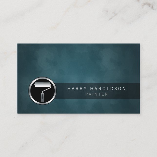 Carte De Visite Painter Paint Roller Icon Dark Grunge BusinessCard (Devant)