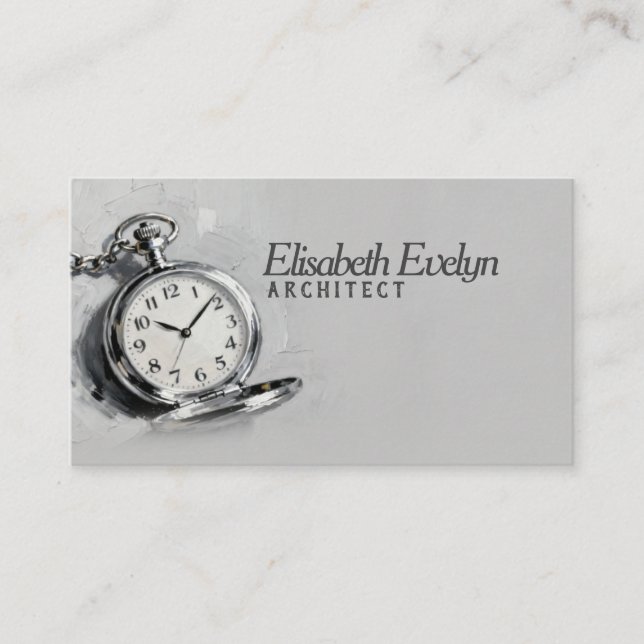 Carte De Visite Painterly Silver Pocket Watch (Devant)