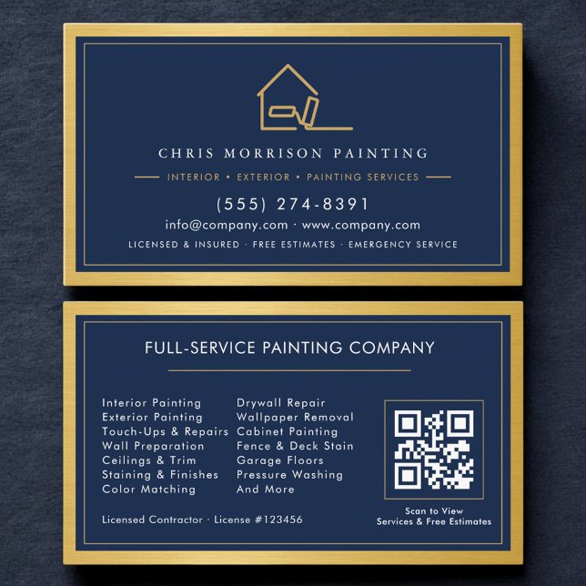 Carte De Visite Painting Service QR Code Home Painter  (Créateur téléchargé)