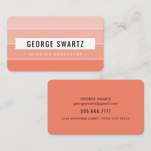 Carte De Visite PAINTURE MODERNE SWATT simple orange foncé noir (Devant / Derrière)