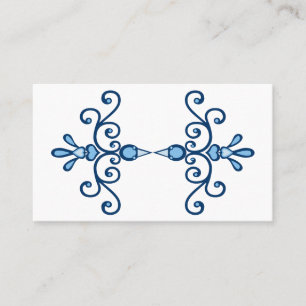 Carte De Visite Paire d'oiseaux bleus défilent art et bordure bleu