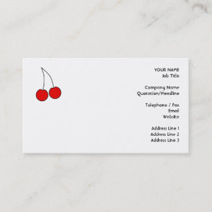 Carte De Visite Paires de cerises. Noir, rouge et blanc
