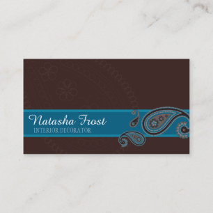 Carte De Visite PAISLEY MOTIF mignon jolie rétro turquoise turquoi
