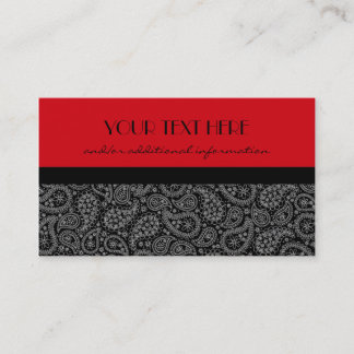 Carte De Visite Paisley rouge et noir et blanc