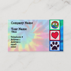 Carte De Visite Paix, amour, chien ; Pawprint