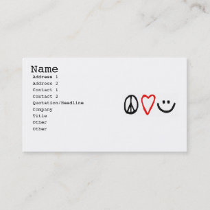 Carte De Visite Paix, amour et sourire