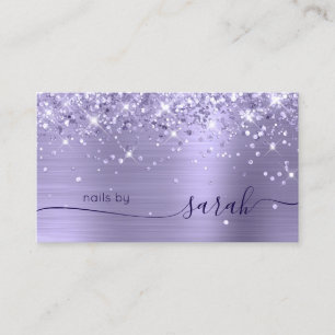 Carte De Visite Pâle Lavande Pailleté Glamour Signature Élégante