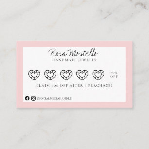 Carte De Visite Pale rose Gem Script Logo Bijoux artisanaux Fidéli
