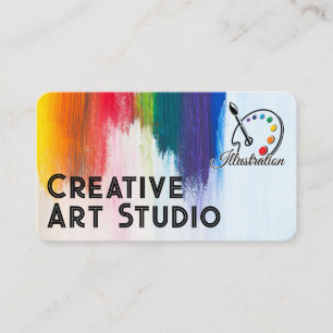 Carte De Visite Palette d'artiste   Traits de pinceau colorés   Cr