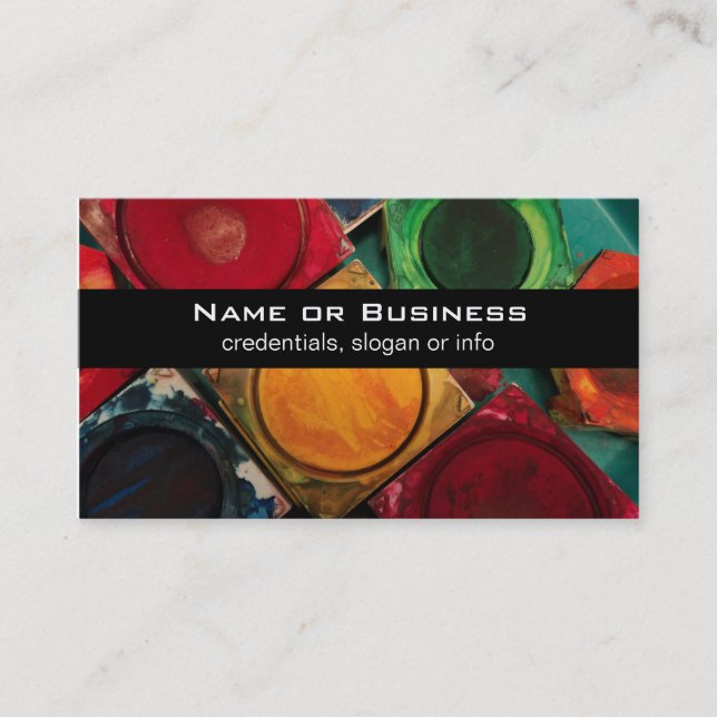 Carte De Visite Palette de boîte à peinture aquarelle pour artiste (Devant)