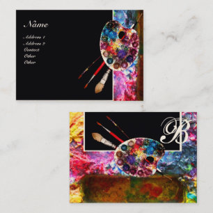 Carte De Visite PALETTE DE COULEUR ARTISTE MONOGRAM Peintre, Artic