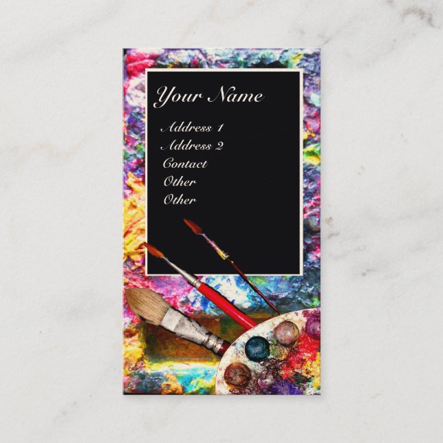 Carte De Visite PALETTE DE COULEUR ARTISTE MONOGRAM Peintre, Artic (Devant)