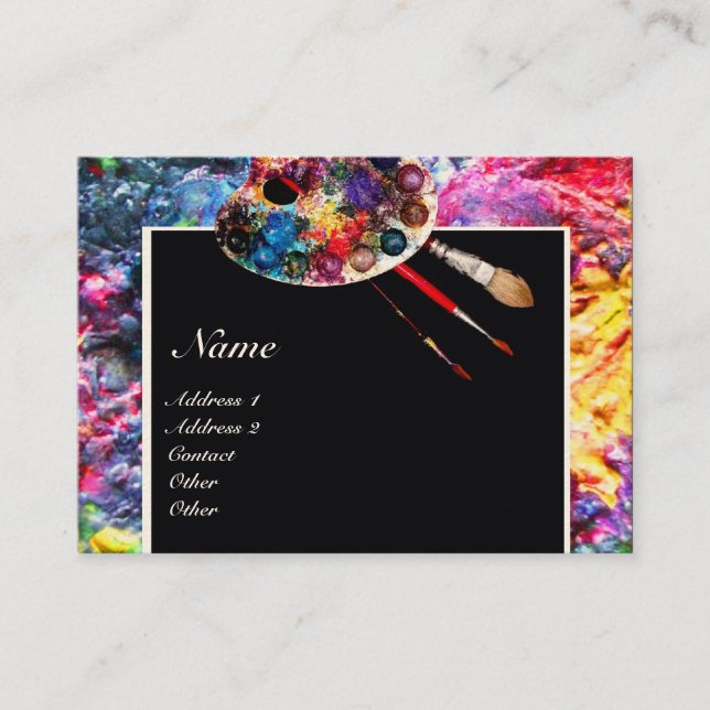 Carte De Visite PALETTE DE COULEUR ARTISTE MONOGRAM Peintre, Artic (Devant)