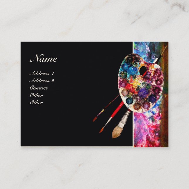 Carte De Visite PALETTE DE COULEUR ARTISTE / Peintre, Matériaux d' (Devant)