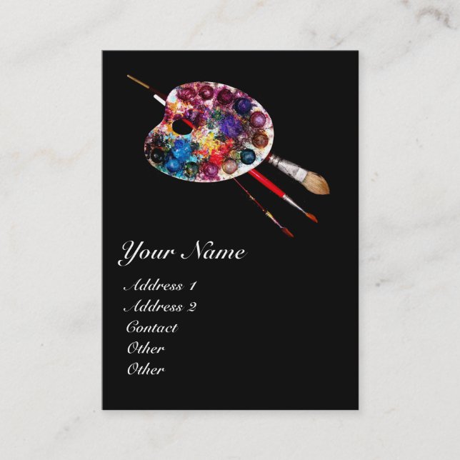 Carte De Visite PALETTE DE COULEUR D'ARTISTE / Peintre, Matériaux  (Devant)