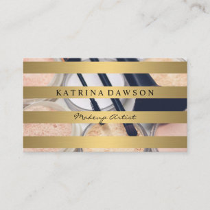 Carte De Visite Palette de maquillage Chic en métal doré