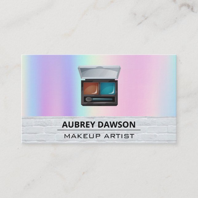 Carte De Visite Palette de maquillage et pinceau | Rainbow Blend (Devant)