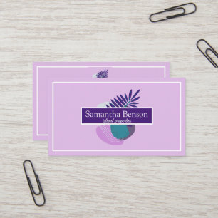 Carte De Visite Palm Feuille Tropical Island Vert & Blanc