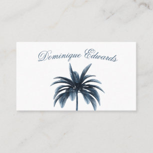 Carte De Visite Palm Tree Tropical Style Blue Professional
