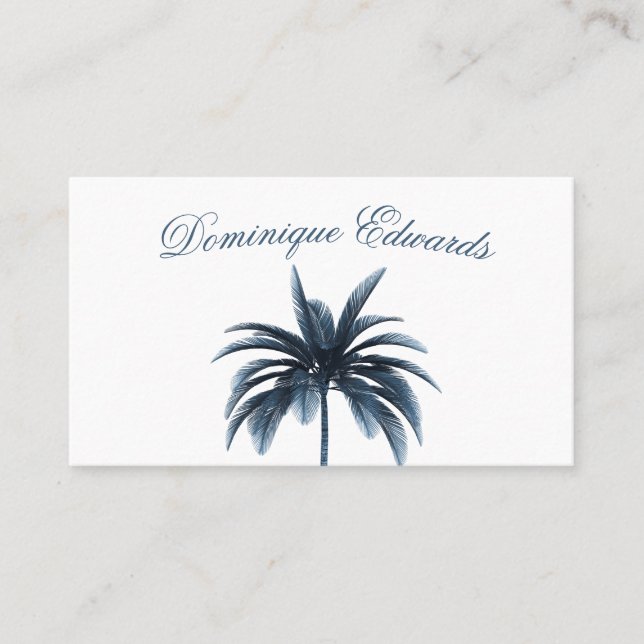 Carte De Visite Palm Tree Tropical Style Blue Professional (Devant)