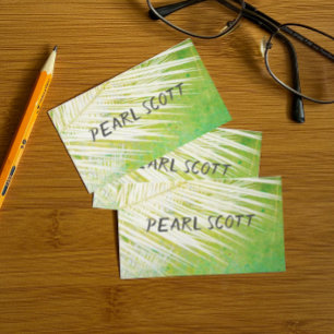 Carte De Visite palme tropicale nature art vert et blanc