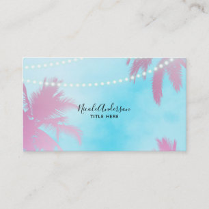 Carte De Visite Palmiers roses et ciel bleu lumineux Glamour plage