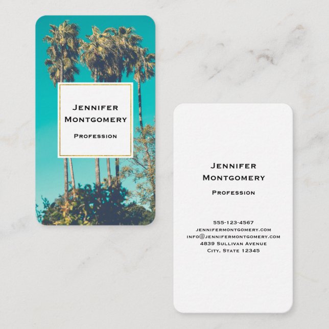 Carte De Visite Palmiers tropicaux Californie Rétro (Devant / Derrière)