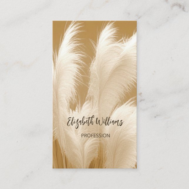 Carte De Visite Pampas Grass Beige Sepia Photo | Code QR (Devant)