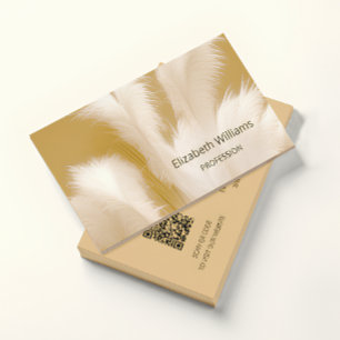 Carte De Visite Pampas Grass Beige Sepia Photo   Code QR