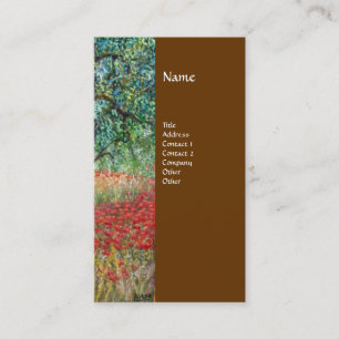 Carte De Visite PAN, ARBRE OLIVE ET CHAMPS POPPY Monogramme, brun