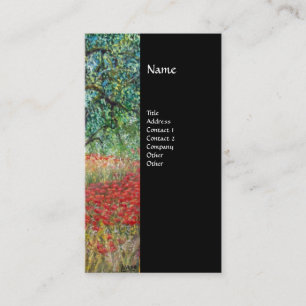 Carte De Visite PAN, OLIVE ARBRE ET CHAMPS POPPY monogramme, noir