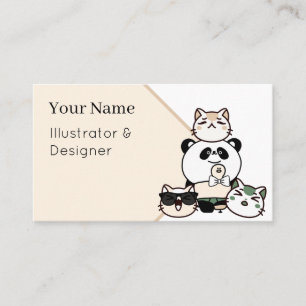 Carte De Visite Panda avec jambe prothétique et équipe de chats