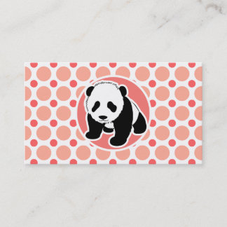 Carte De Visite Panda mignon de bébé ; Pois rose et de corail
