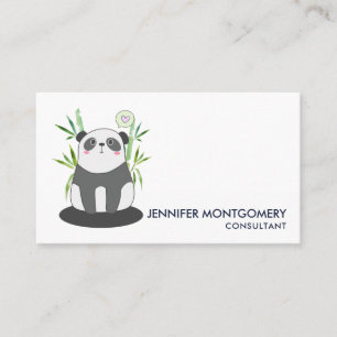 Carte De Visite Panda noir et blanc mignonne en Bambou