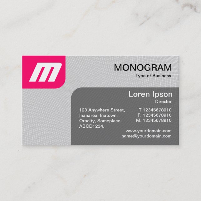 Carte De Visite Panels MonoGram v2 - Neon Red et Grey (Devant)