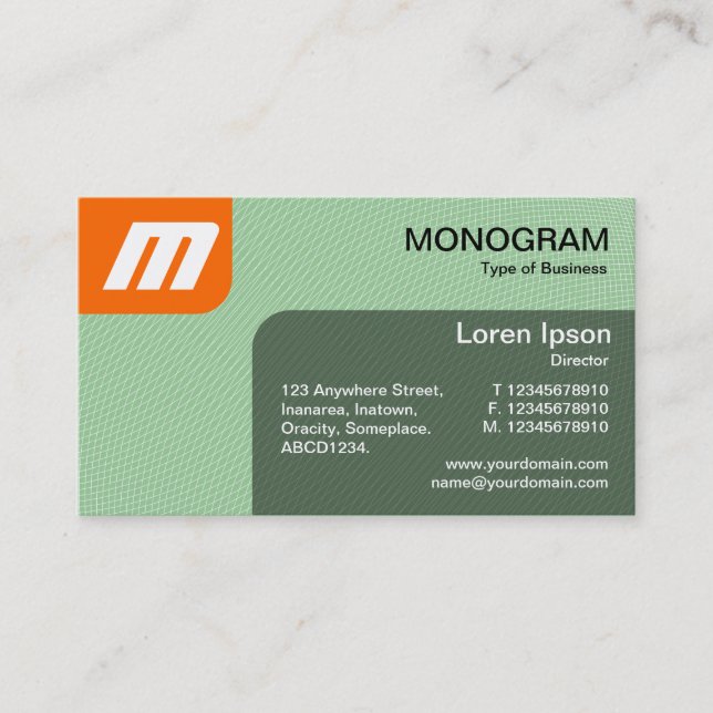 Carte De Visite Panels MonoGram v2 - orange et vert (Devant)