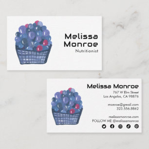 Carte De Visite Panier de bleuets Charming Aquarelle Fruit mou