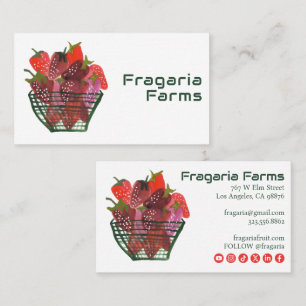 Carte De Visite Panier de fraises aquarelle charmante Fruits migno