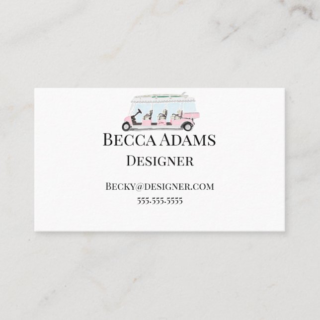 Carte De Visite Panier de golf rose personnalisé (Devant)