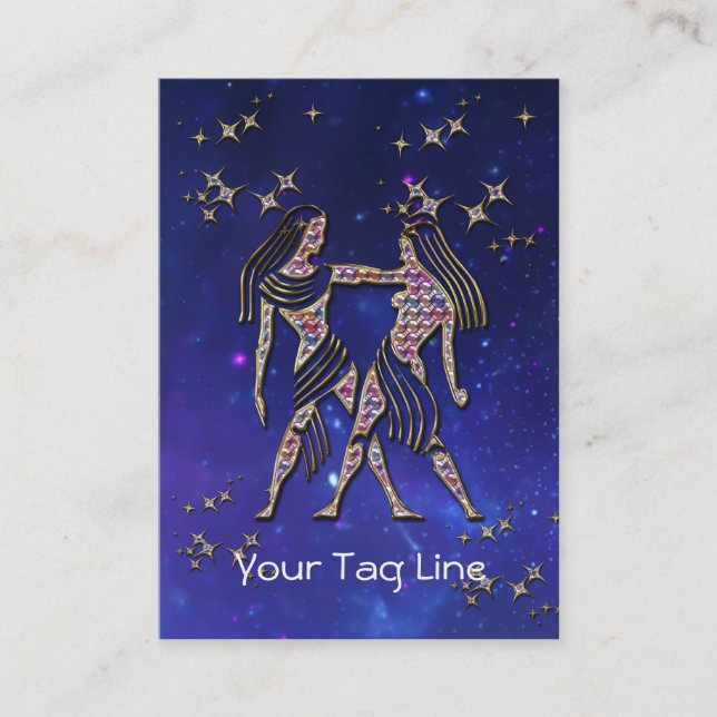 Carte De Visite Panneau 3D Gemini - Zodiac - Symbole astrologique (Devant)