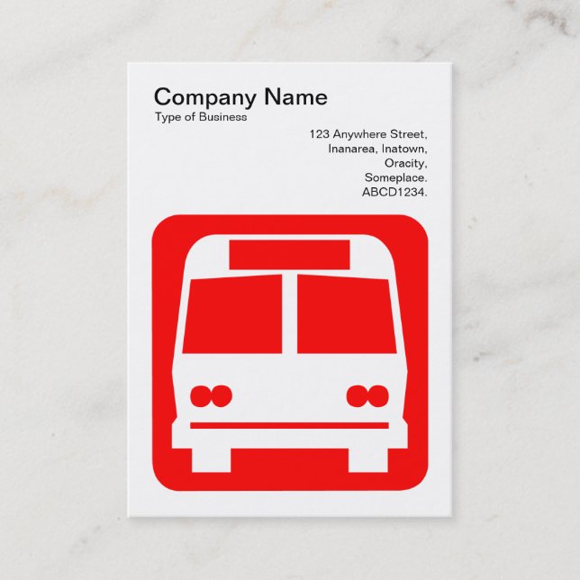 Carte De Visite Panneau de bus - Rouge sur blanc (Devant)