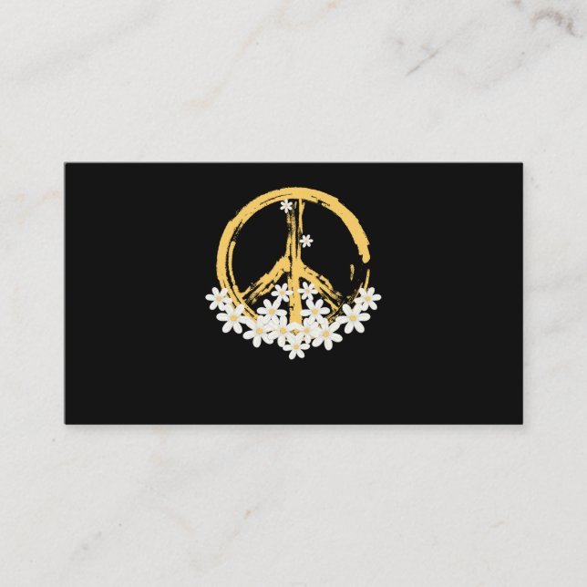 Carte De Visite Panneau de Paix Daisy Hippie Jardinage (Devant)