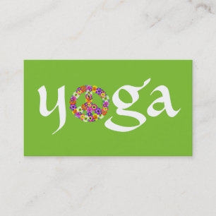 Carte De Visite Panneau de paix Yoga pour instructeur de Yoga blan