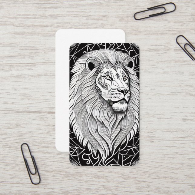 Carte De Visite Panneau Léon Zodiaque - Lion astrologique (Devant/Arrière en situation)