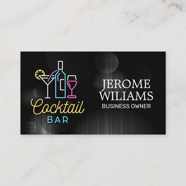 Carte De Visite Panneau néon | Bar à cocktails (Devant)