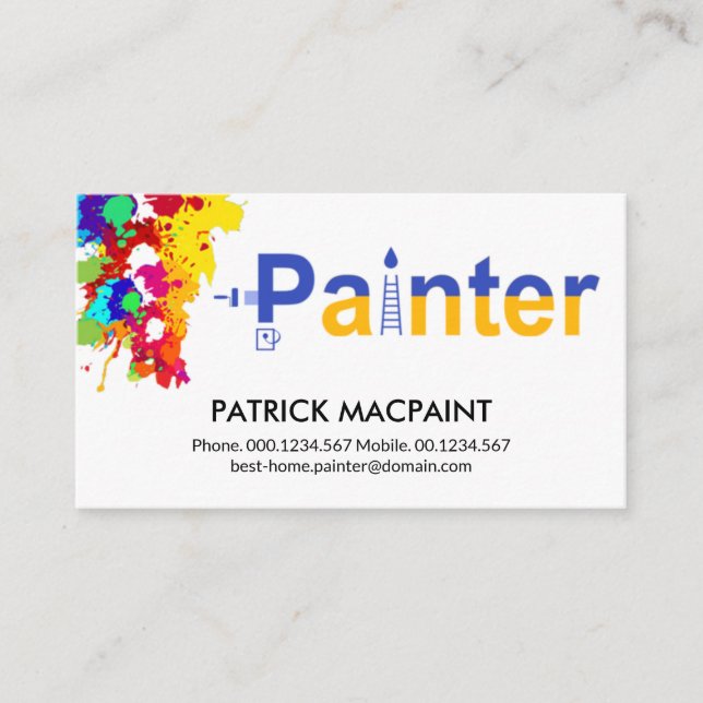Carte De Visite Panneau Peinture murale Splatter Peintre créatif (Devant)