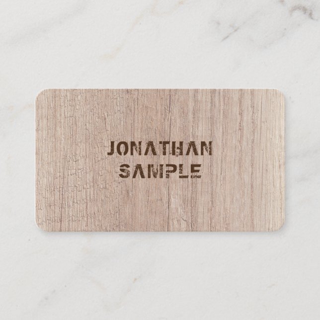 Carte De Visite Panneau personnalisé Bois look Distorsion Texte (Devant)