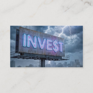 Carte De Visite Panneau publicitaire au néon avec le texte INVEST