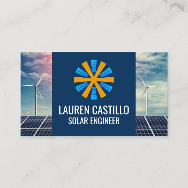 Carte De Visite Panneau solaire | Moulin | Énergie (Devant)