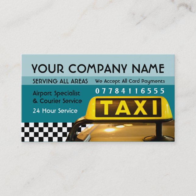 Carte De Visite Panneau Taxi Cabine Avec Tarifs Aéroport Et Statio (Devant)
